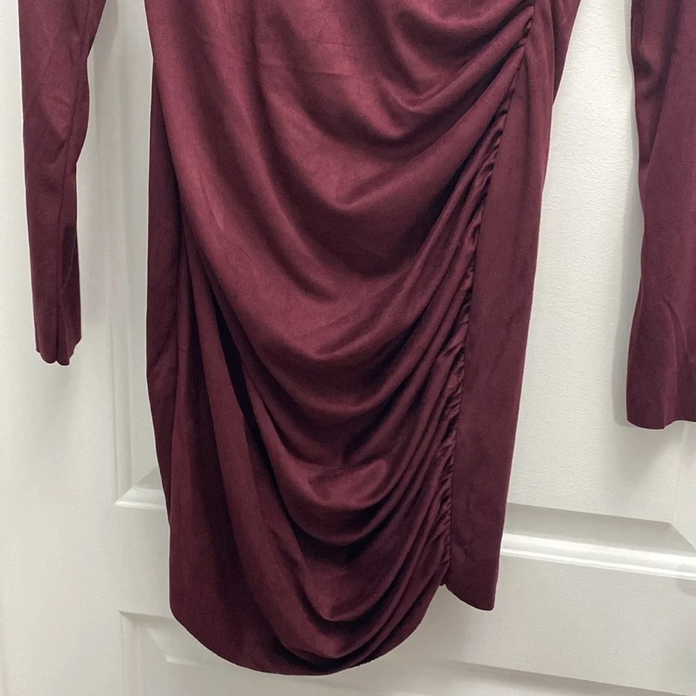 NWT AX Paris Plum Ruched Side Wrap Top Midi Dress Sexy Size 8